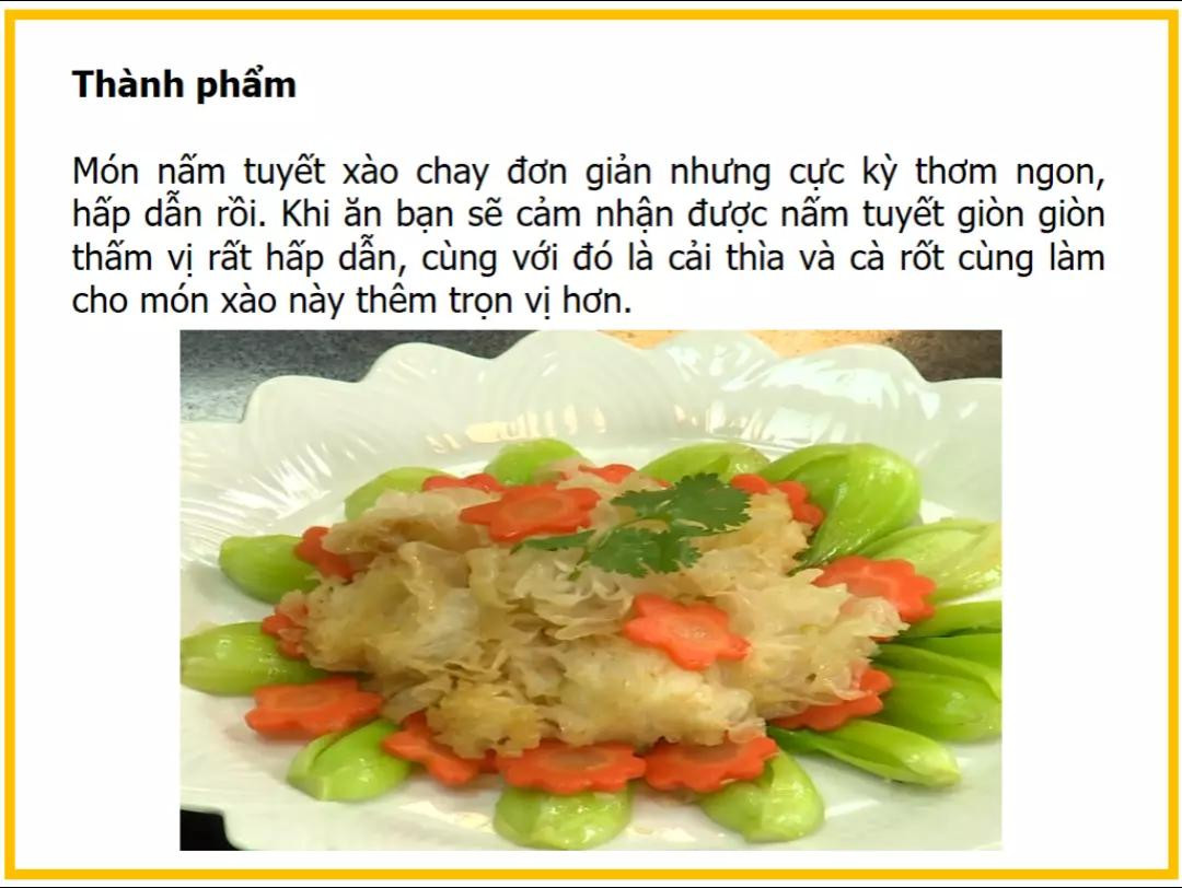 Công thức làm nấm tuyết xào với cải thìa và cà rốt