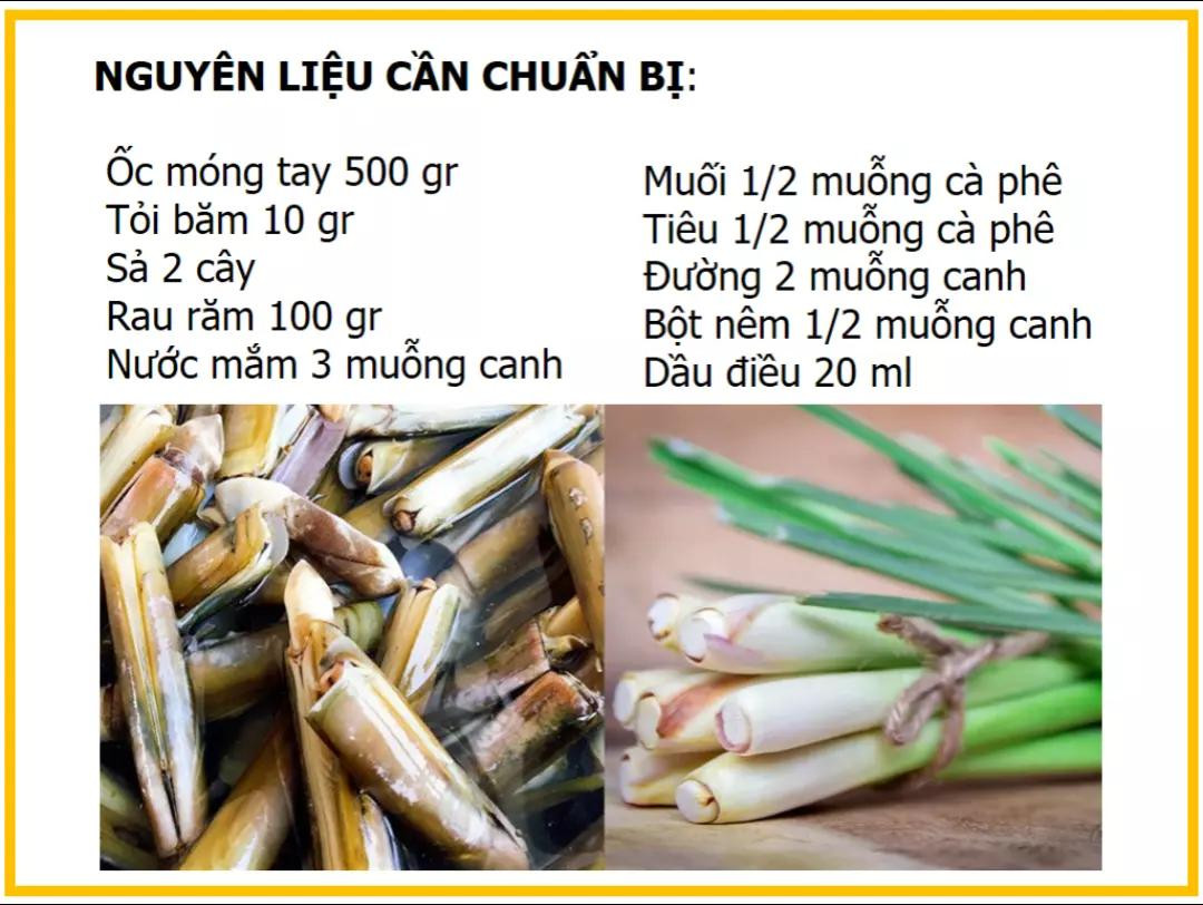 Công thức làm Ốc móng tay cháy tỏi ngon miệng