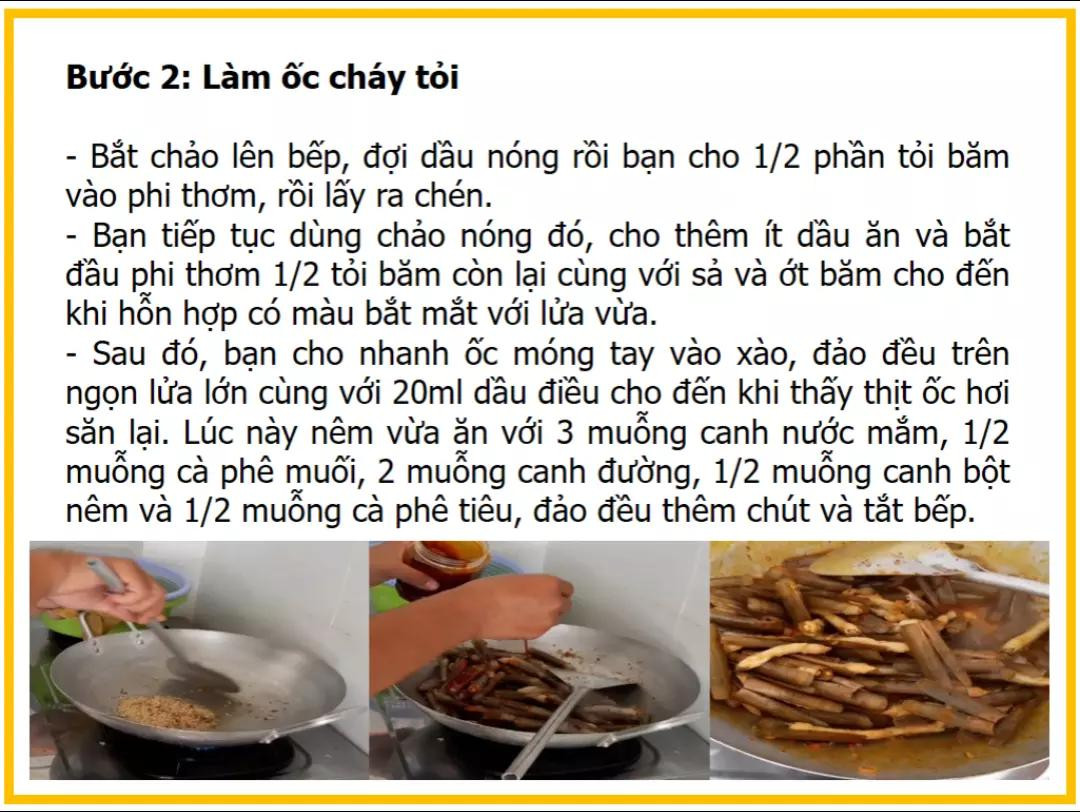 Công thức làm Ốc móng tay cháy tỏi ngon miệng