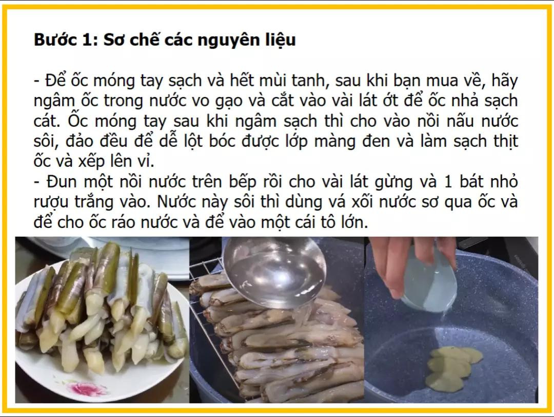 Công thức làm ốc móng tay nướng chanh sả ngon tuyệt