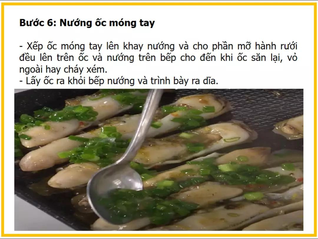 Công thức làm ốc móng tay nướng chanh sả ngon tuyệt