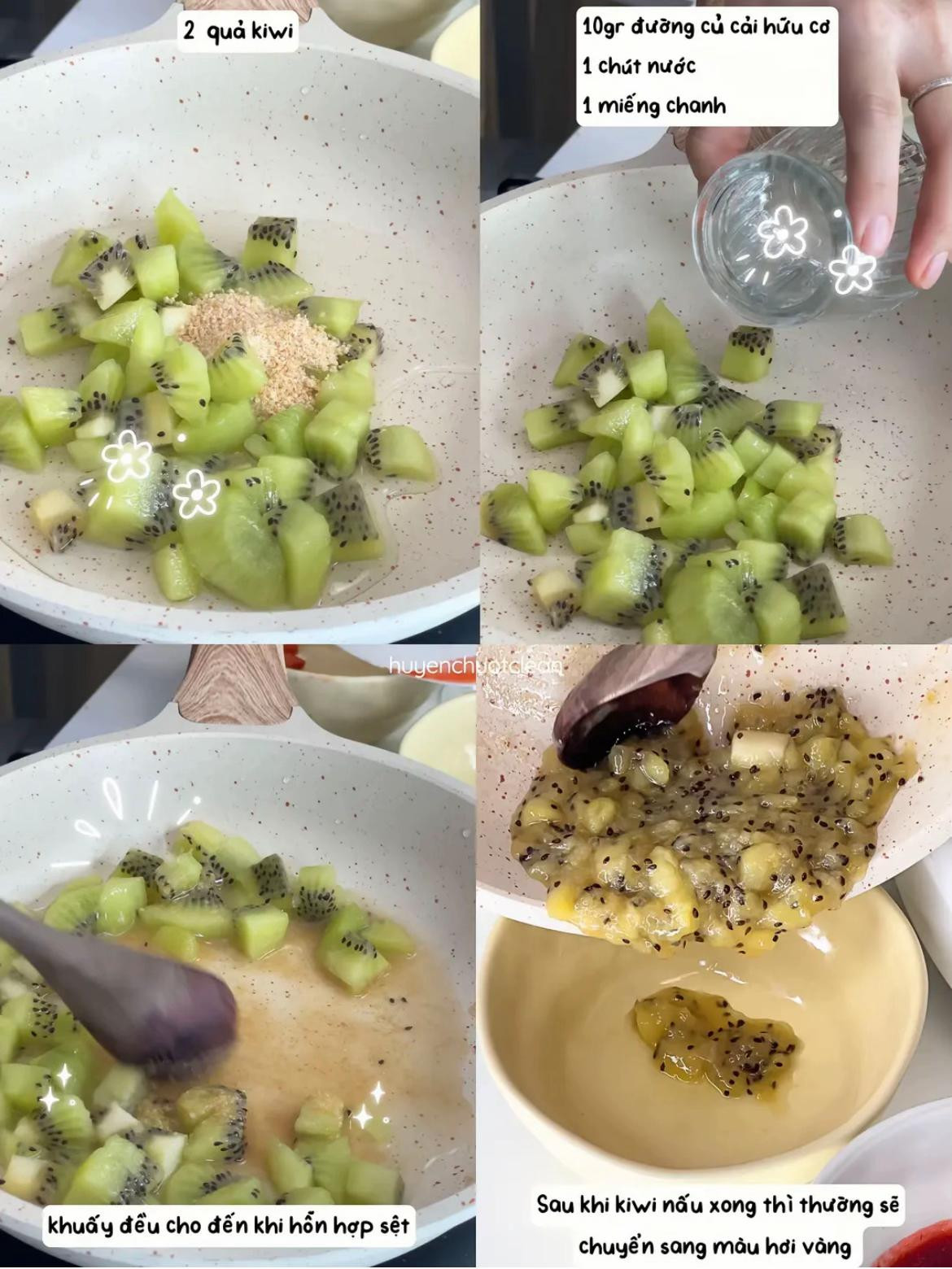 Công thức làm Panna Cotta Kiwi Healthy với sốt trái cây tươi tự chế, món tráng miệng béo ngậy