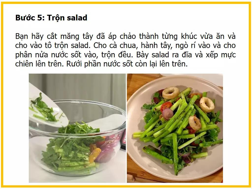 Công thức làm Salad mực măng tây giòn ngon, cách chế biến đơn giản tại nhà