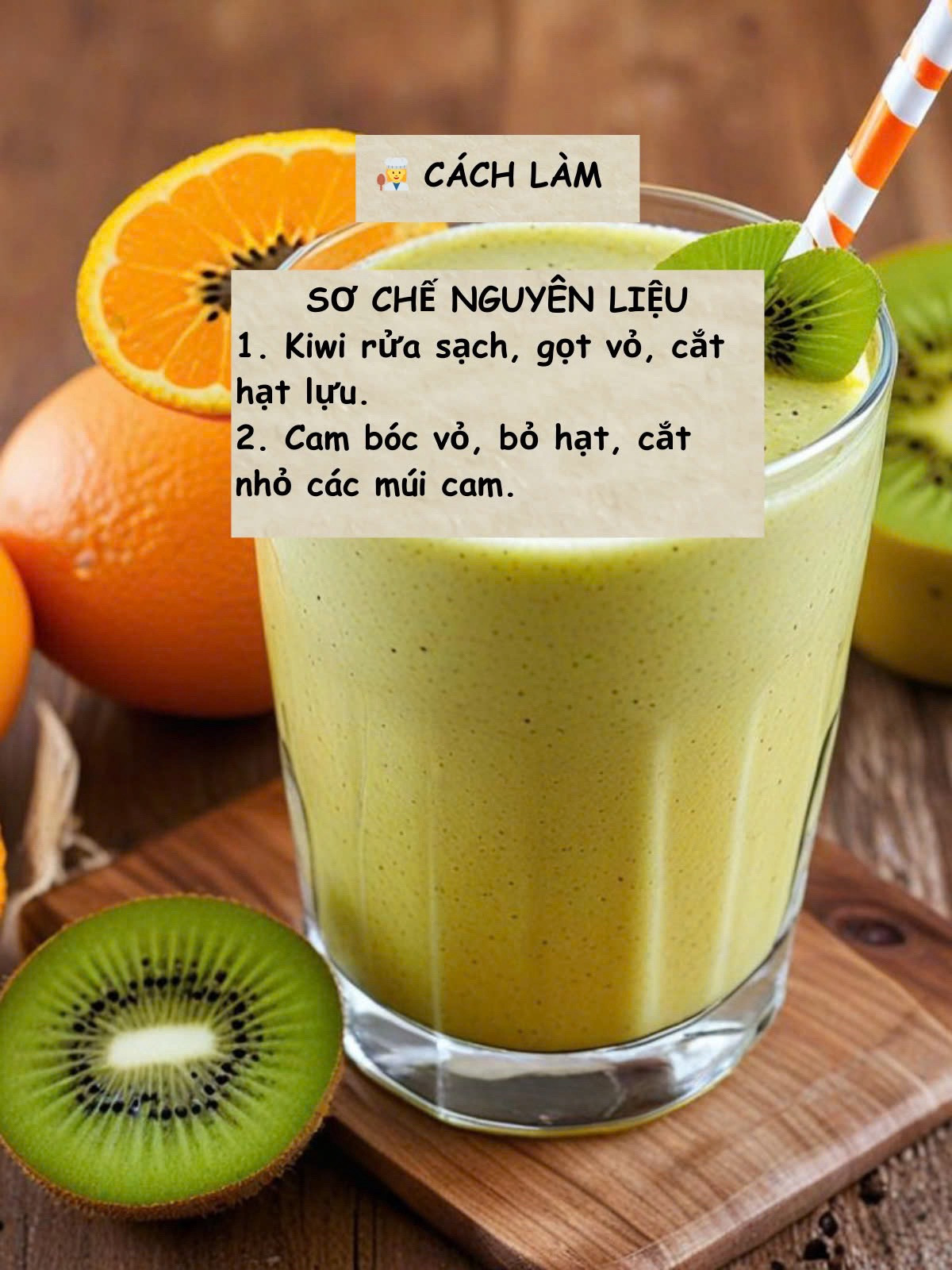 Công thức làm sinh tố bơ chuối kiwi cam vàng và mật ong thơm ngon