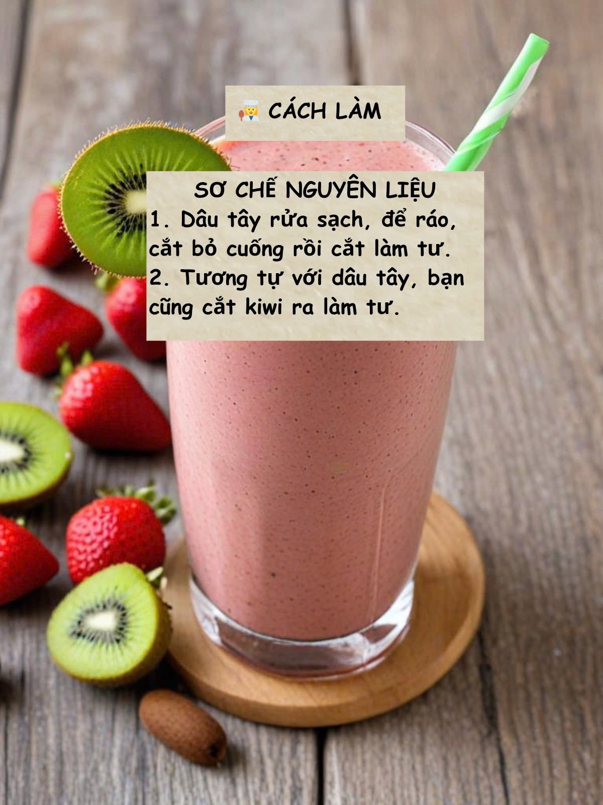 Công thức làm sinh tố bơ chuối kiwi dâu tây ngon tuyệt