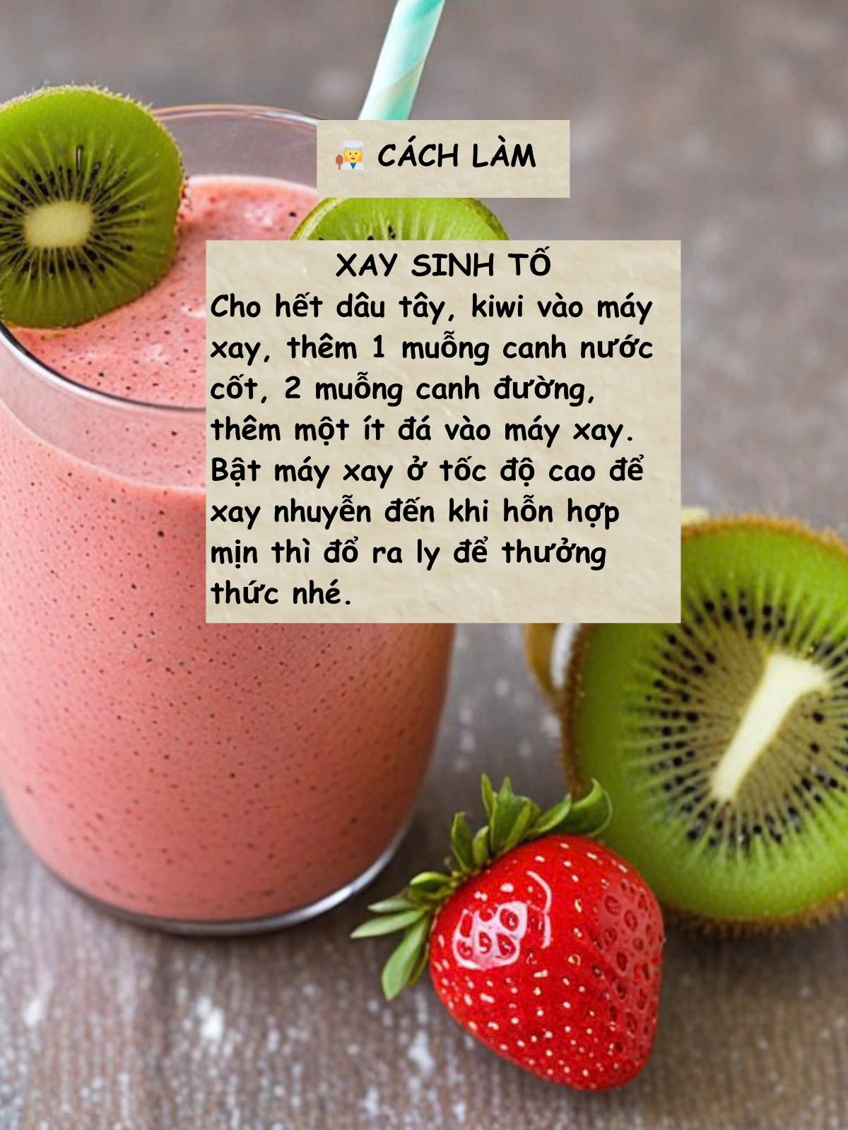 Công thức làm sinh tố bơ chuối kiwi dâu tây ngon tuyệt