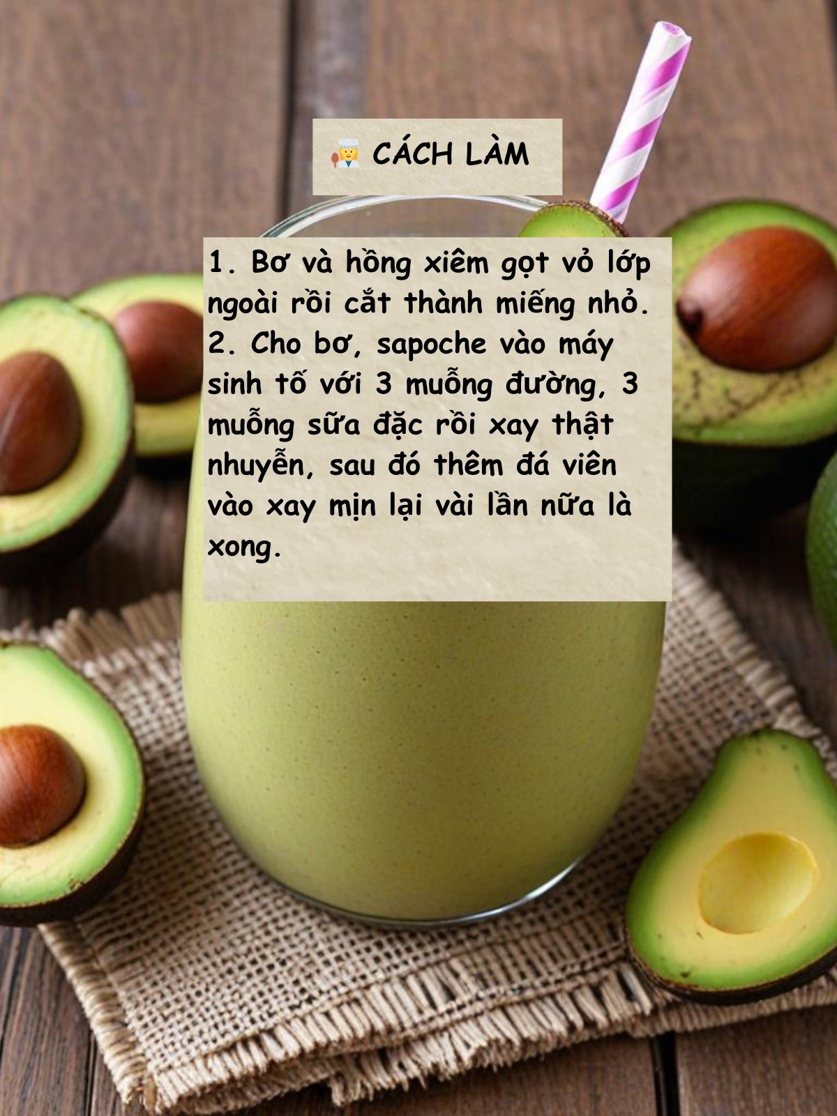 Công thức làm sinh tố bơ hồng xiêm ngon tuyệt