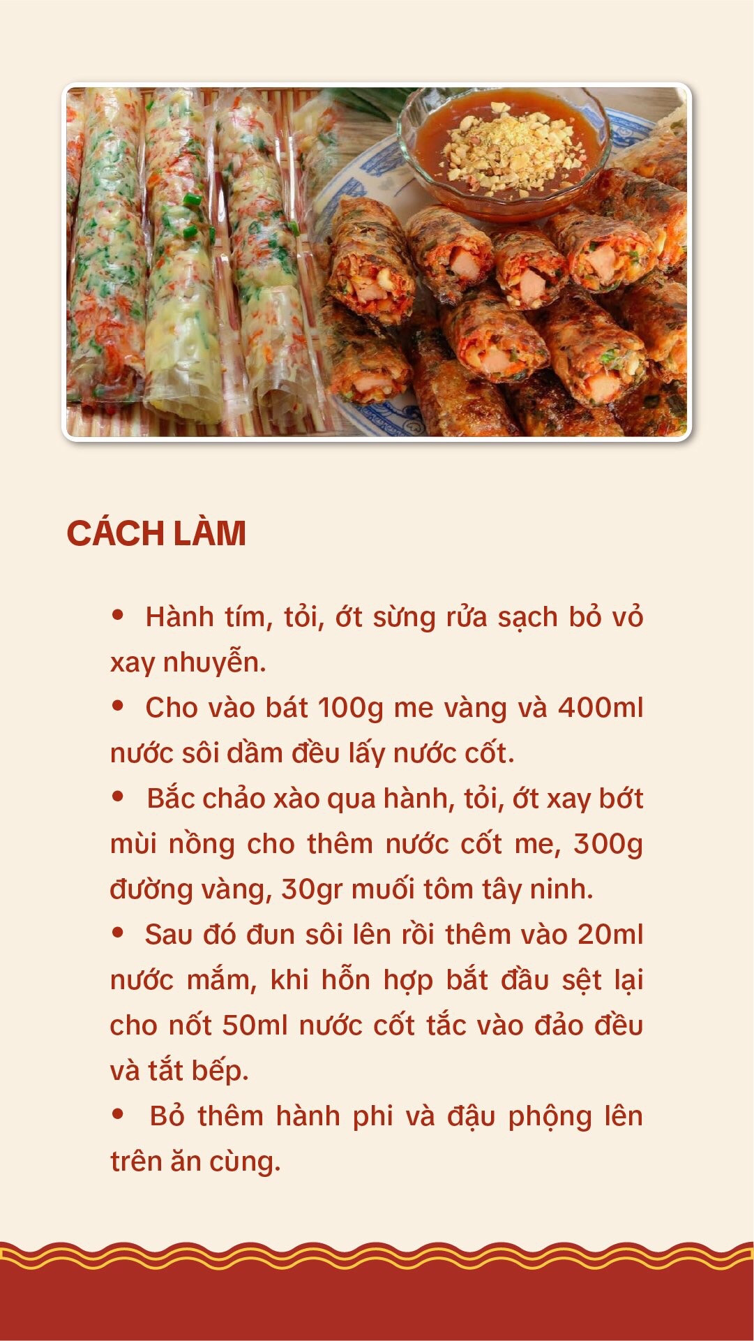 Công thức làm sốt me chua ngọt đậm đà chấm bánh tráng cuốn và nem rán giòn tan