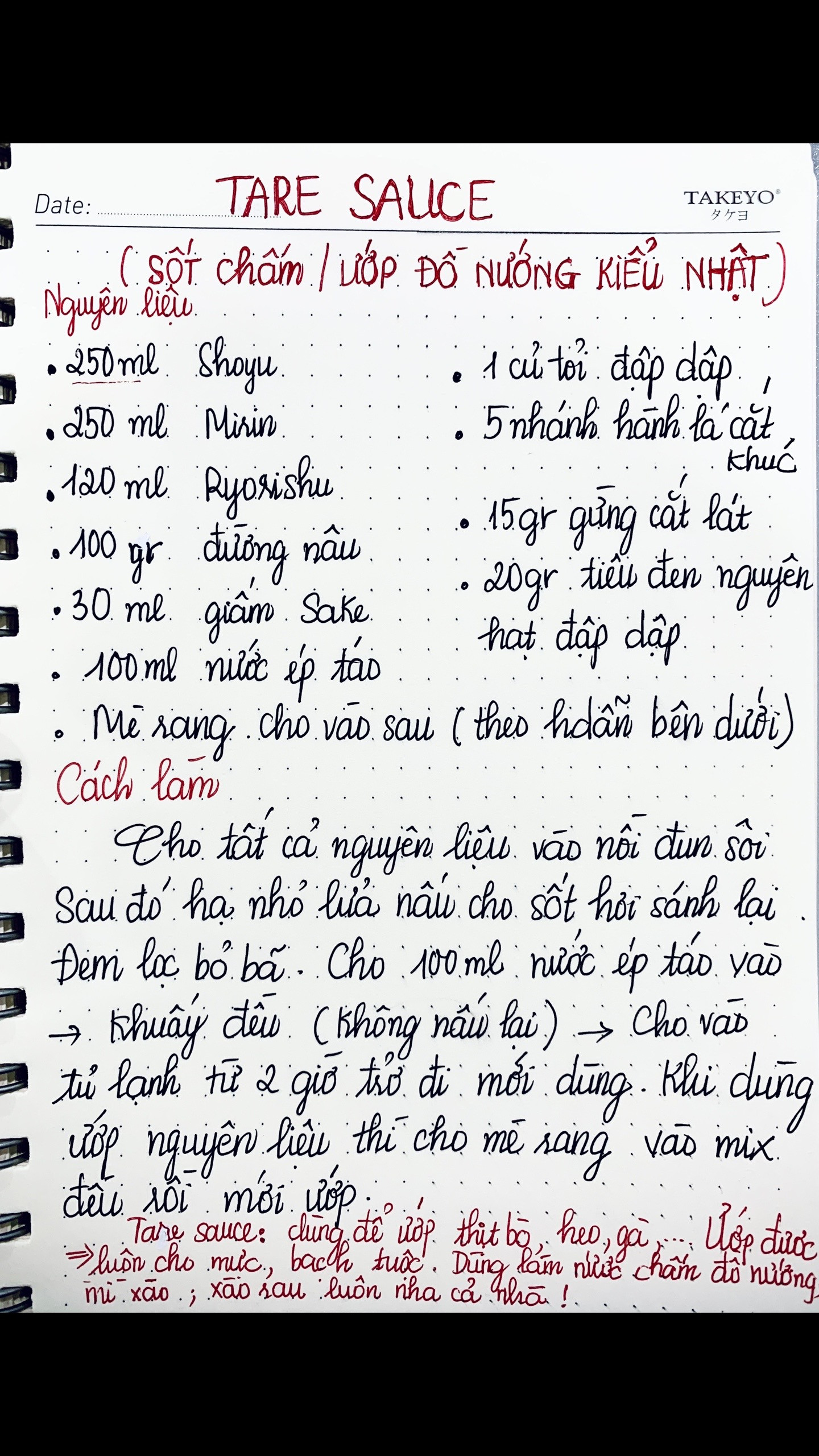 Công thức làm sốt Tare (Sốt chấm ướp đồ nướng kiểu Nhật) đa năng dùng trong kinh doanh nhà hàng