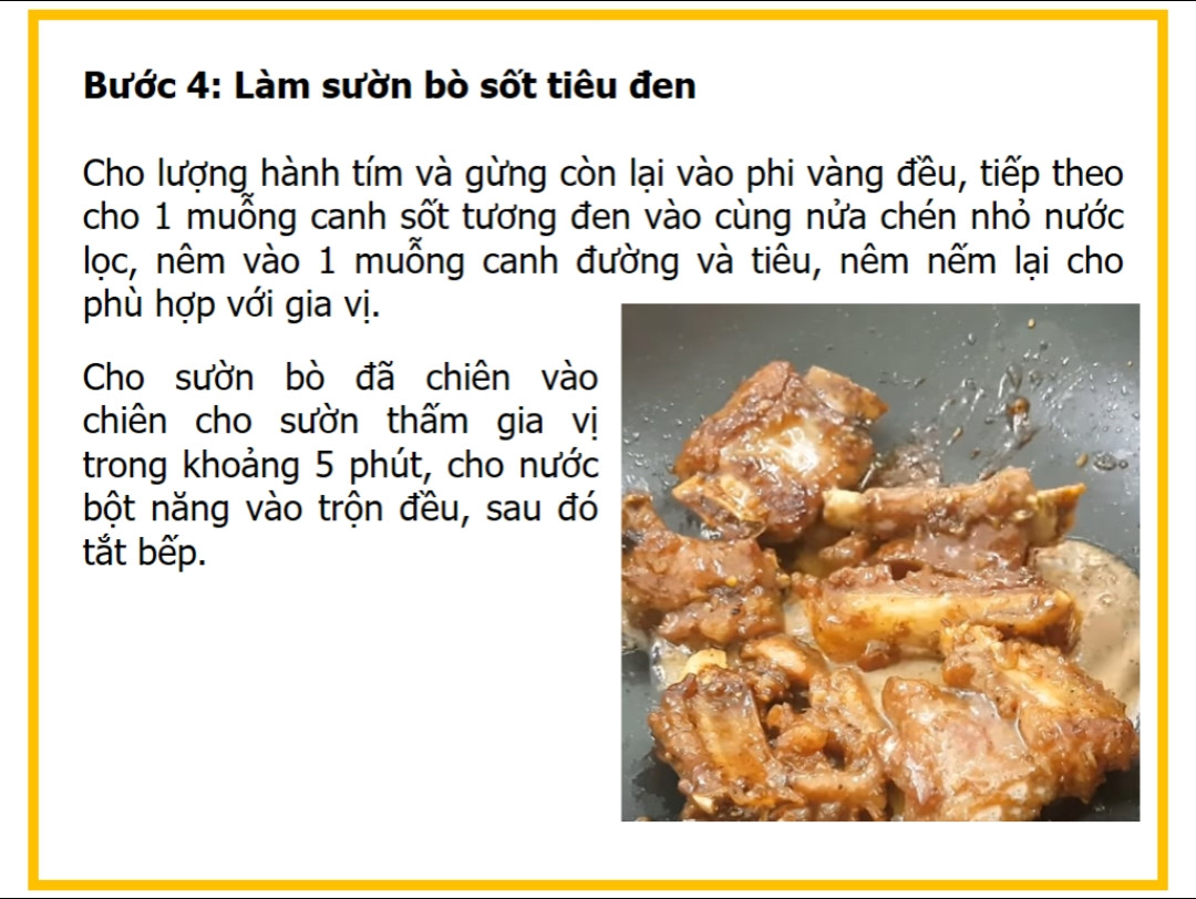 Công thức làm sườn bò sốt tiêu đen giòn ngon