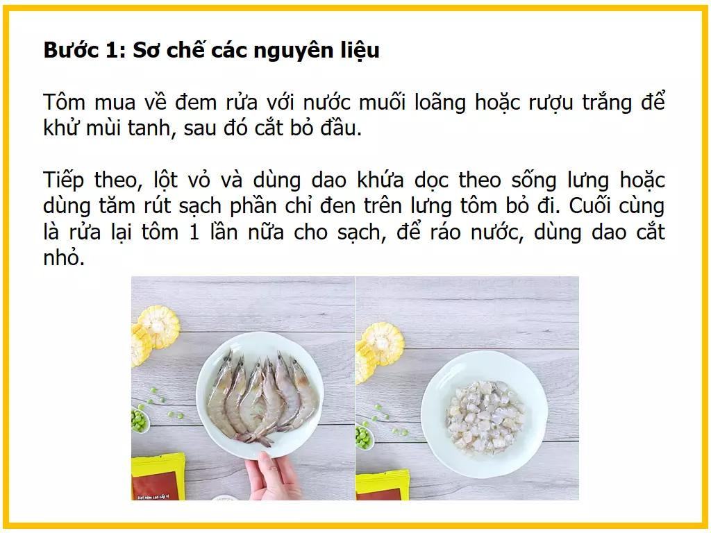 Công thức làm Súp tôm trứng rau củ với ngô, cà rốt và đậu Hà Lan
