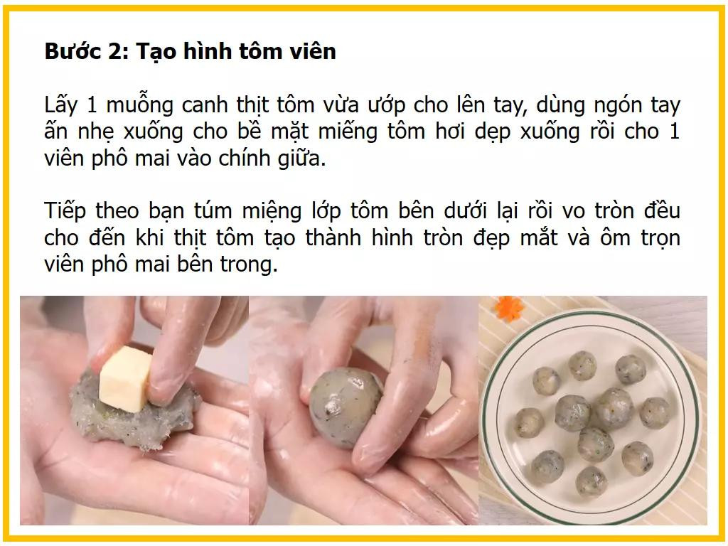 Công thức làm Súp tôm viên phô mai