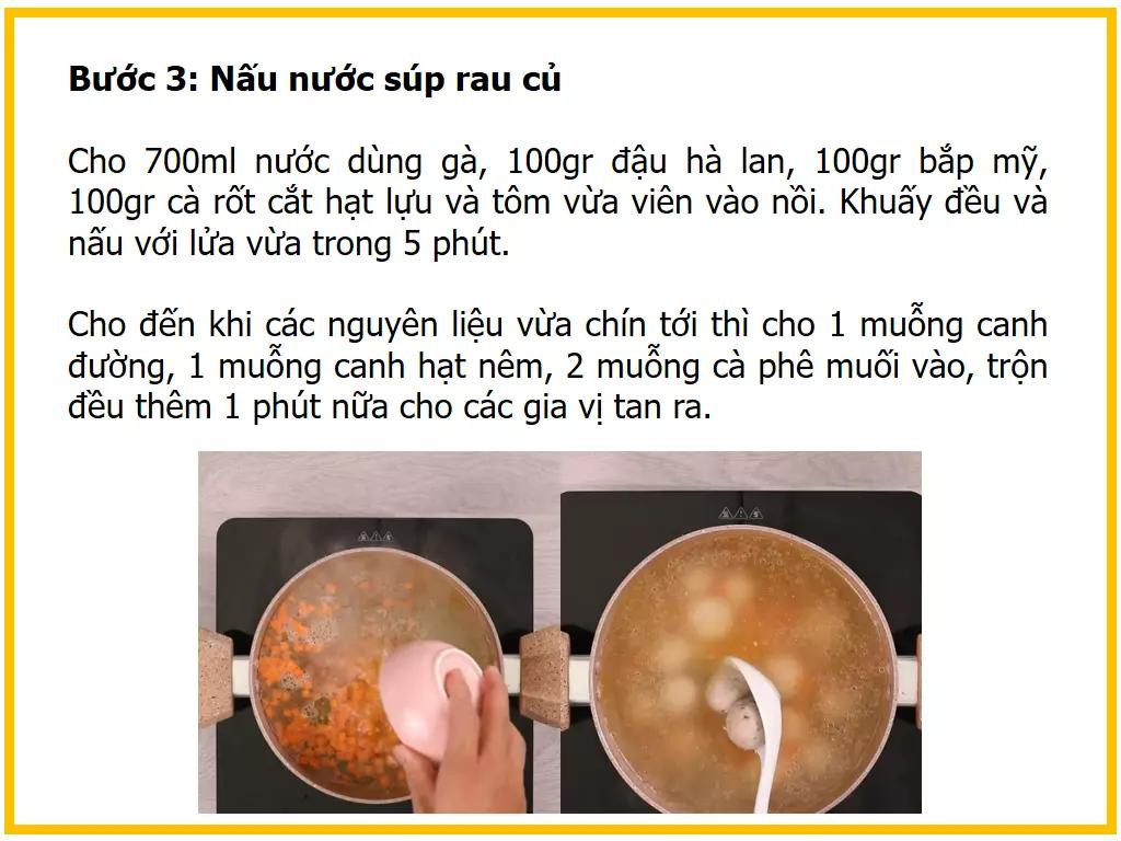 Công thức làm Súp tôm viên phô mai