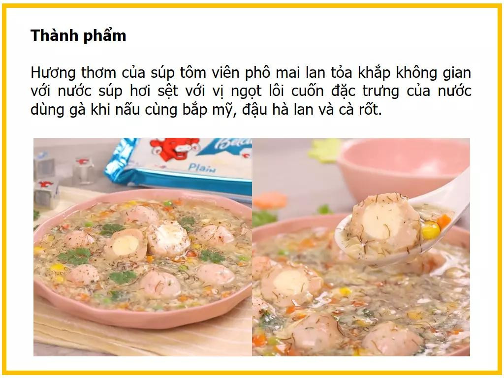 Công thức làm Súp tôm viên phô mai