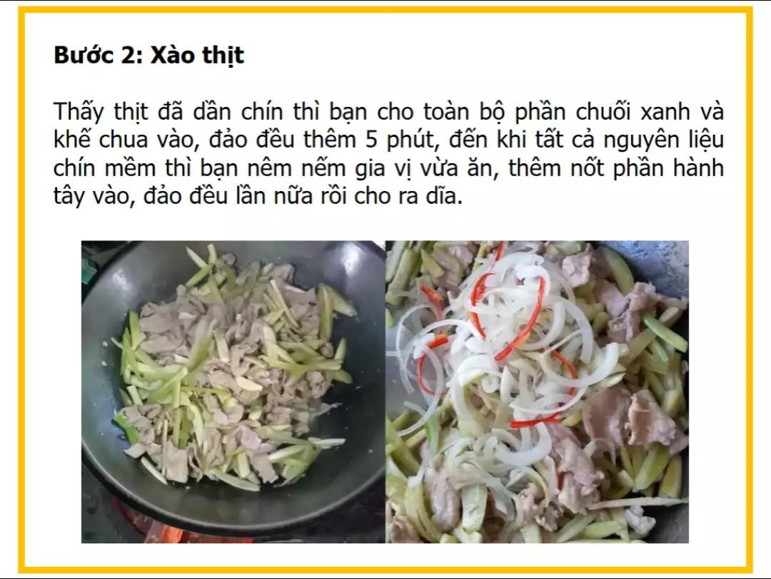 Công thức làm thịt lợn xào khế chuối xanh