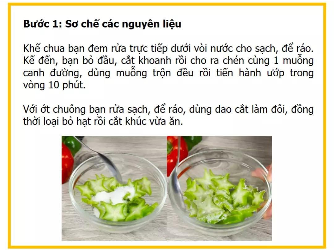 Công thức làm thịt lợn xào khế ớt chuông