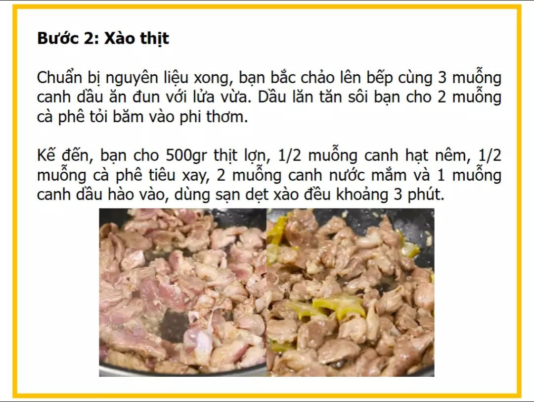 Công thức làm thịt lợn xào khế ớt chuông