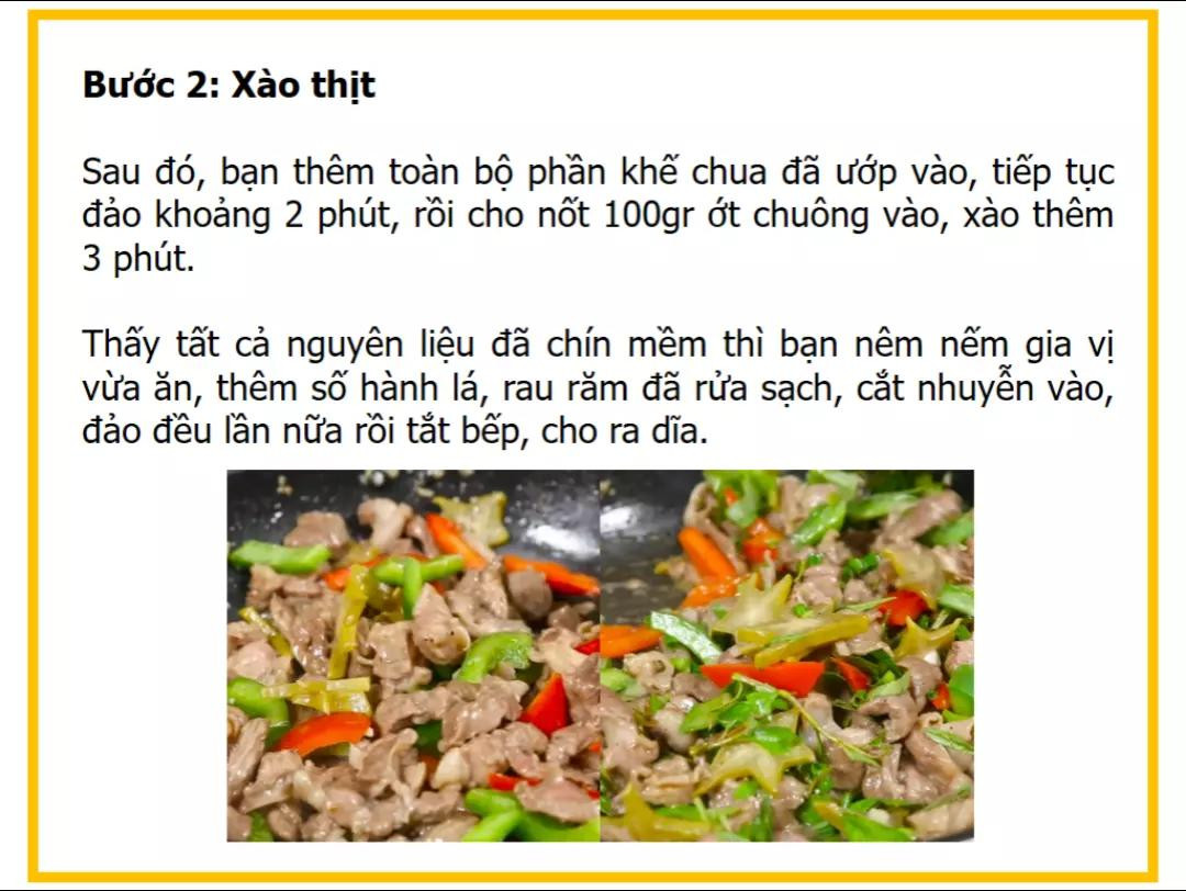 Công thức làm thịt lợn xào khế ớt chuông