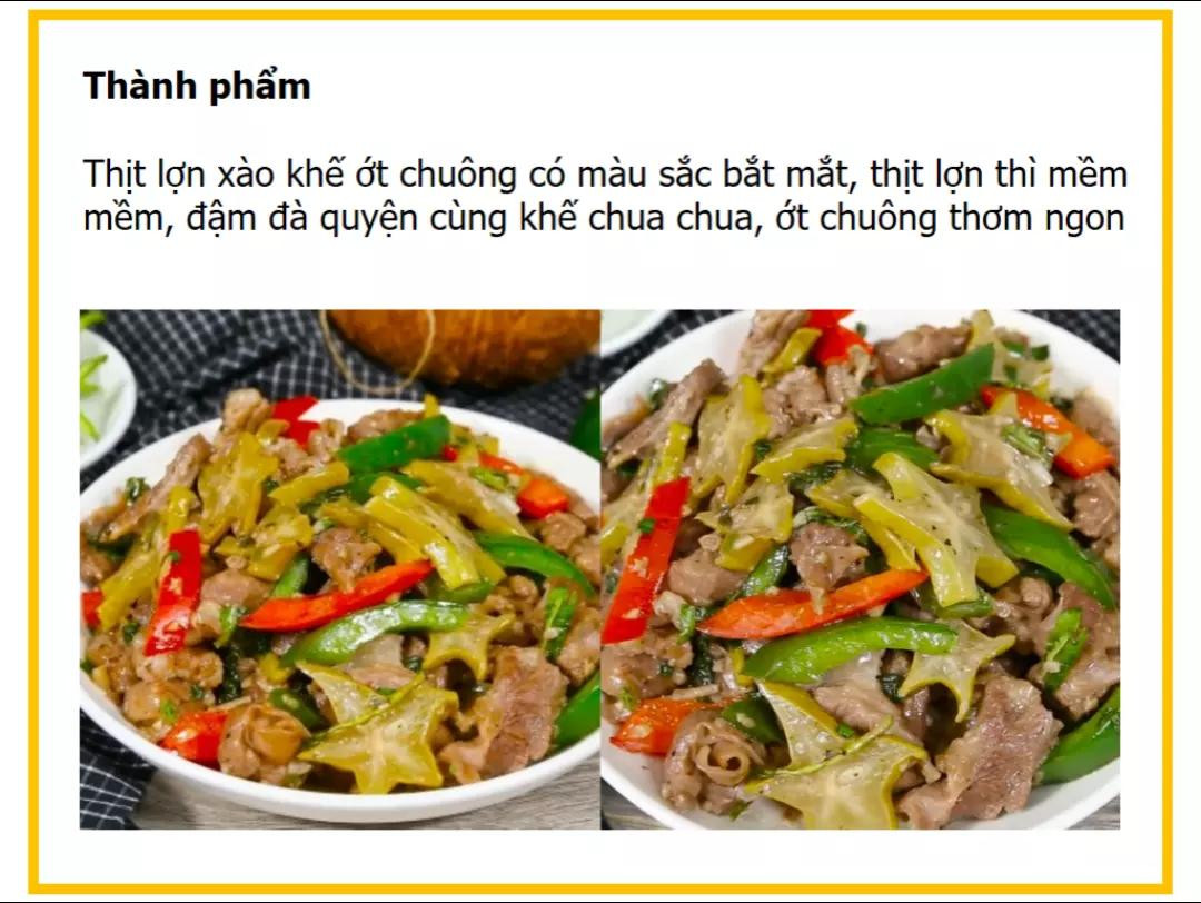 Công thức làm thịt lợn xào khế ớt chuông