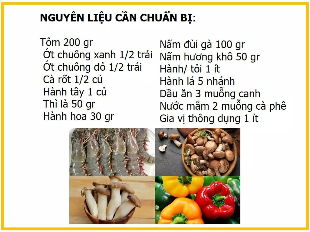 Công thức làm Tôm xào nấm hương
