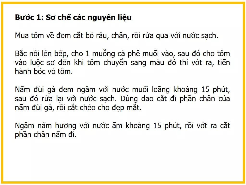 Công thức làm Tôm xào nấm hương