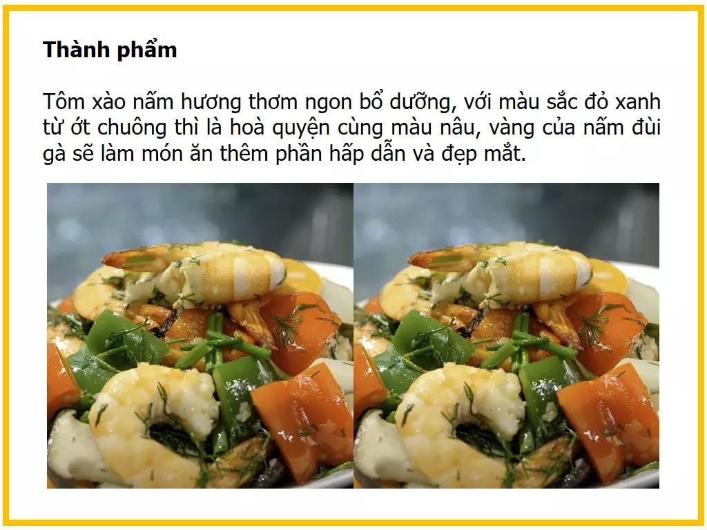 Công thức làm Tôm xào nấm hương