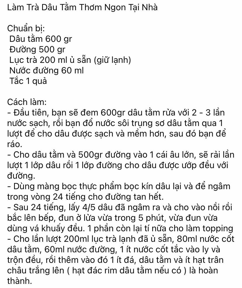 Công thức làm Trà dâu tằm thơm ngon tại nhà với nguyên liệu dâu tằm, đường và tắc