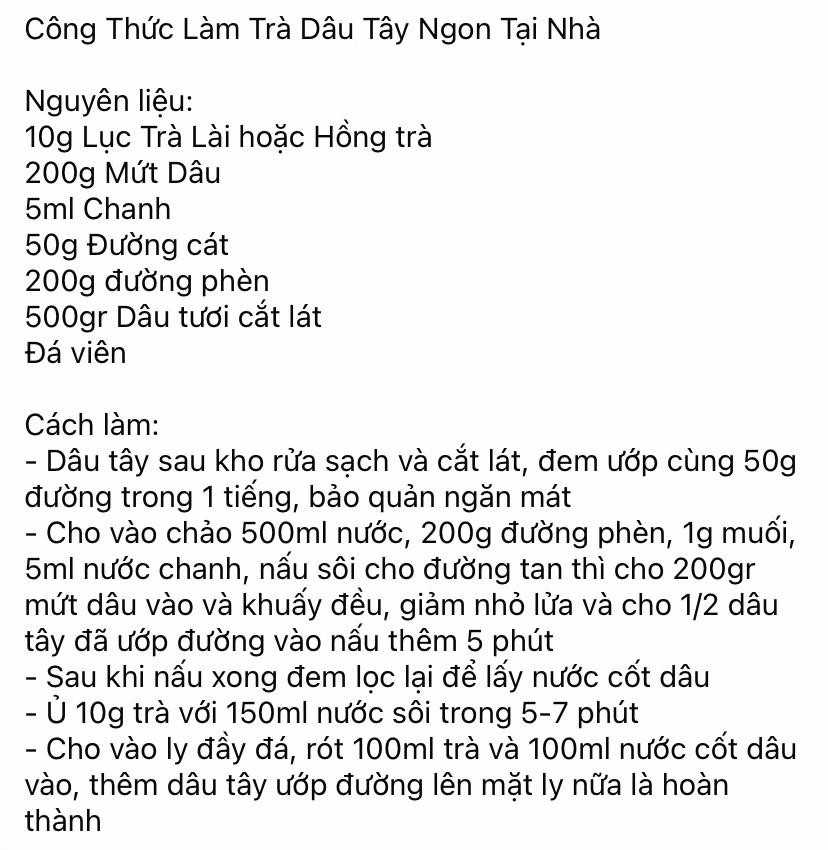 Công Thức Làm Trà Dâu Tây Ngon Tại Nhà