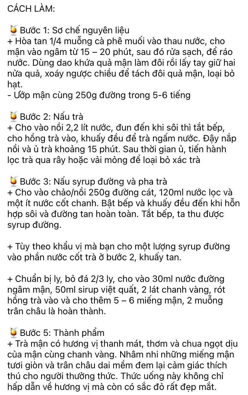 Công thức làm Trà Mận giải khát với hồng trà, trân châu trắng và quất