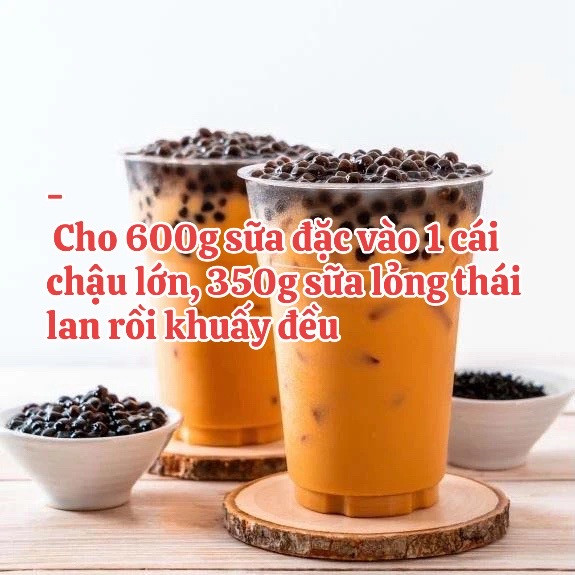 Công thức làm Trà Sữa Thái Đỏ chuẩn vị tại nhà với trân châu đen và sữa đặc