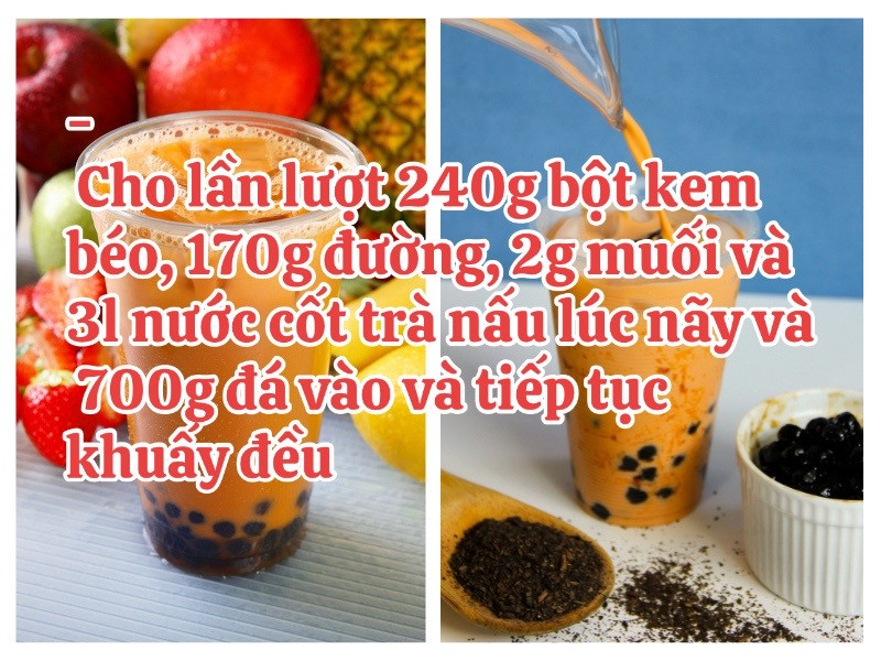 Công thức làm Trà Sữa Thái Đỏ chuẩn vị tại nhà với trân châu đen và sữa đặc