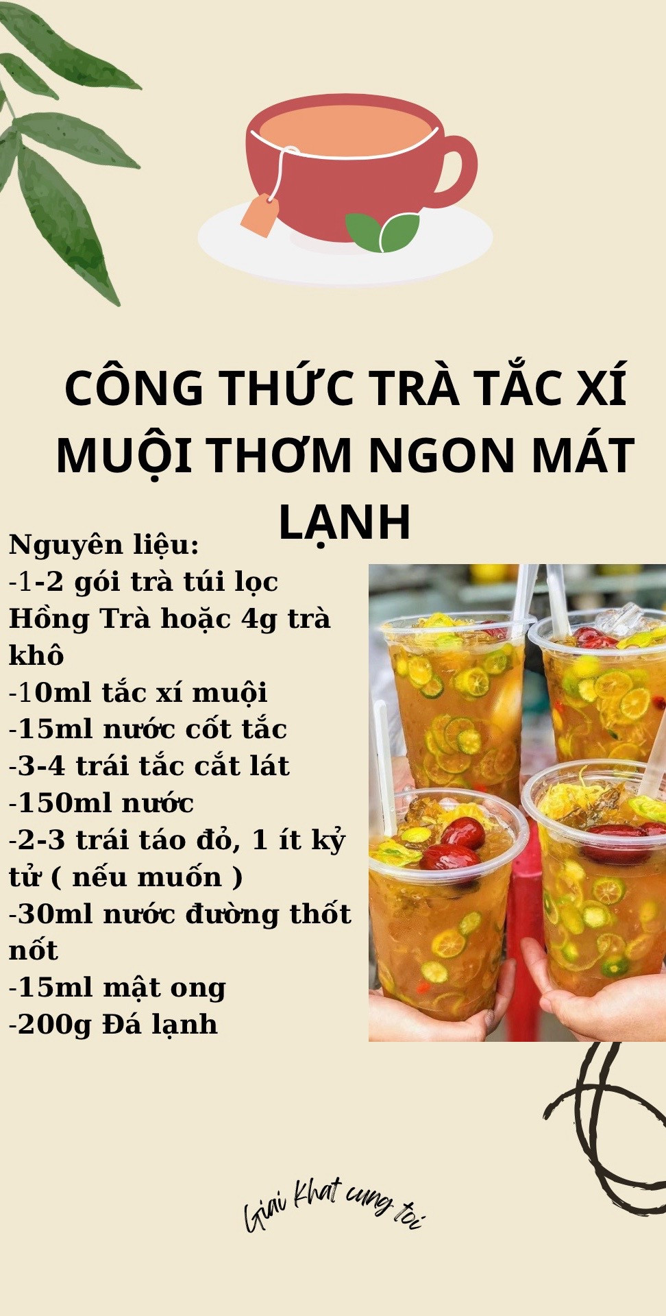 Công thức làm trà tắc xí muội thơm ngon mát lạnh với hồng trà, mật ong và đá