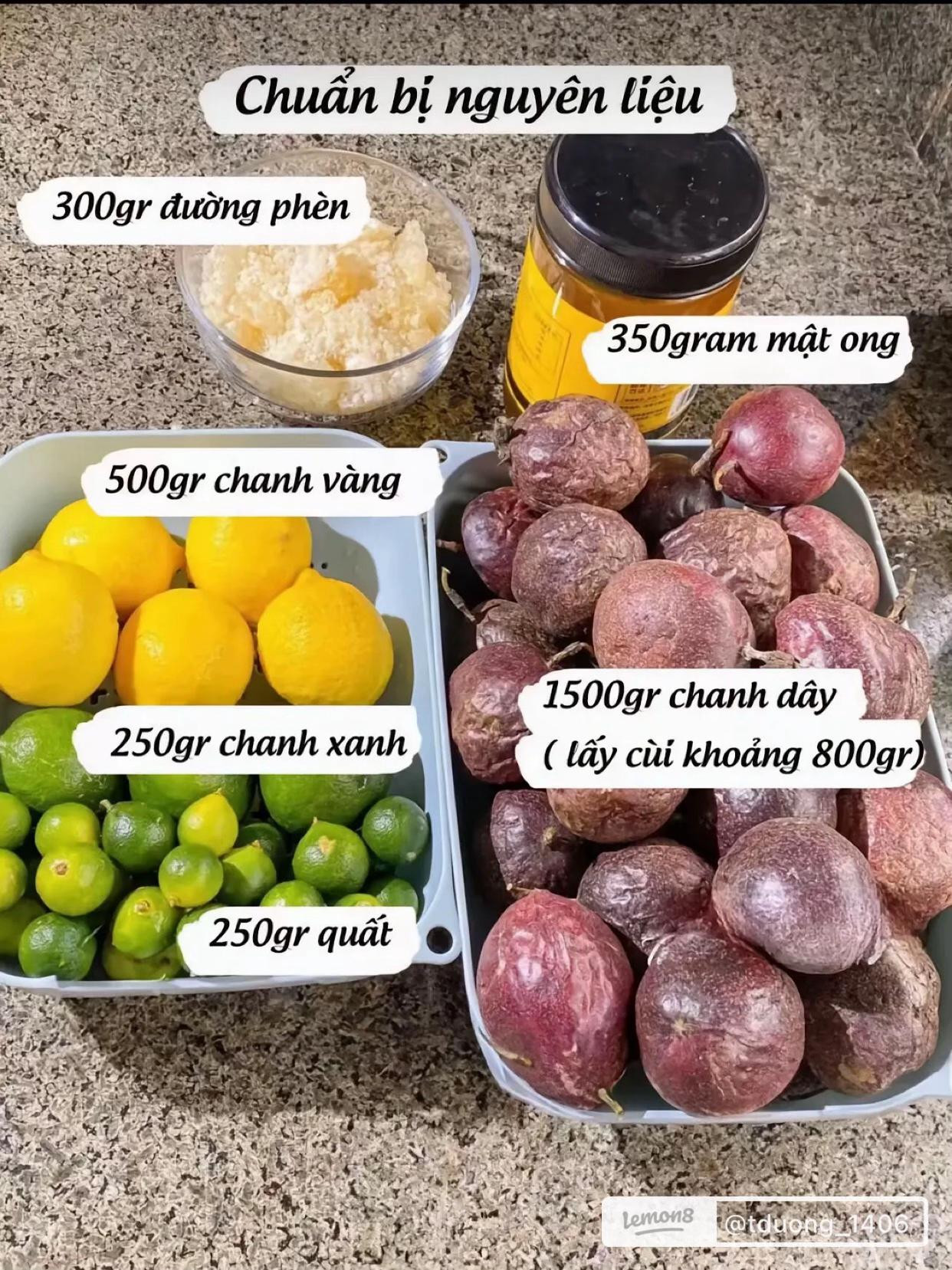 Công thức làm trà triệu lộ tư trắng da với chanh dây, kim quất và mật ong