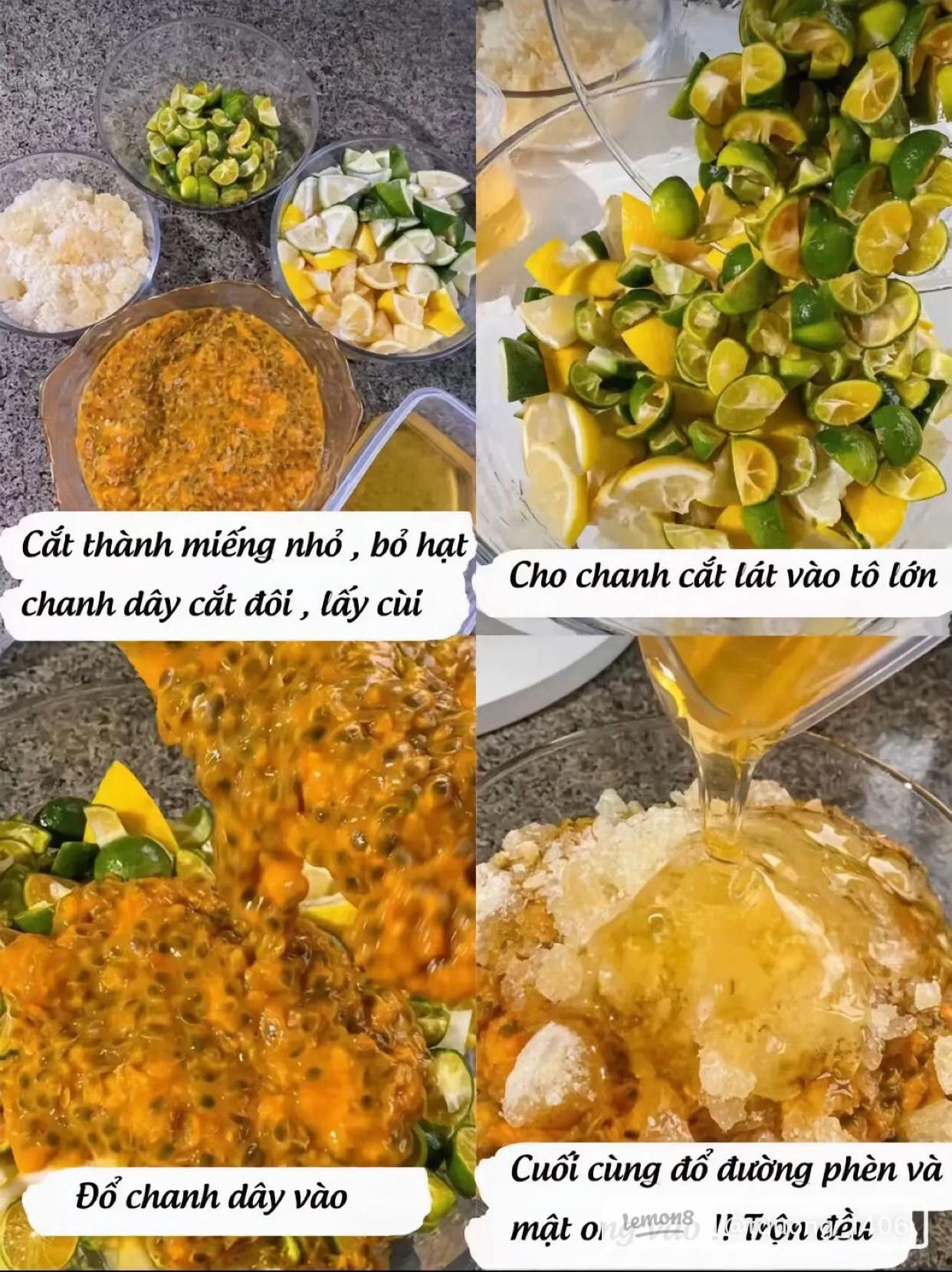 Công thức làm trà triệu lộ tư trắng da với chanh dây, kim quất và mật ong