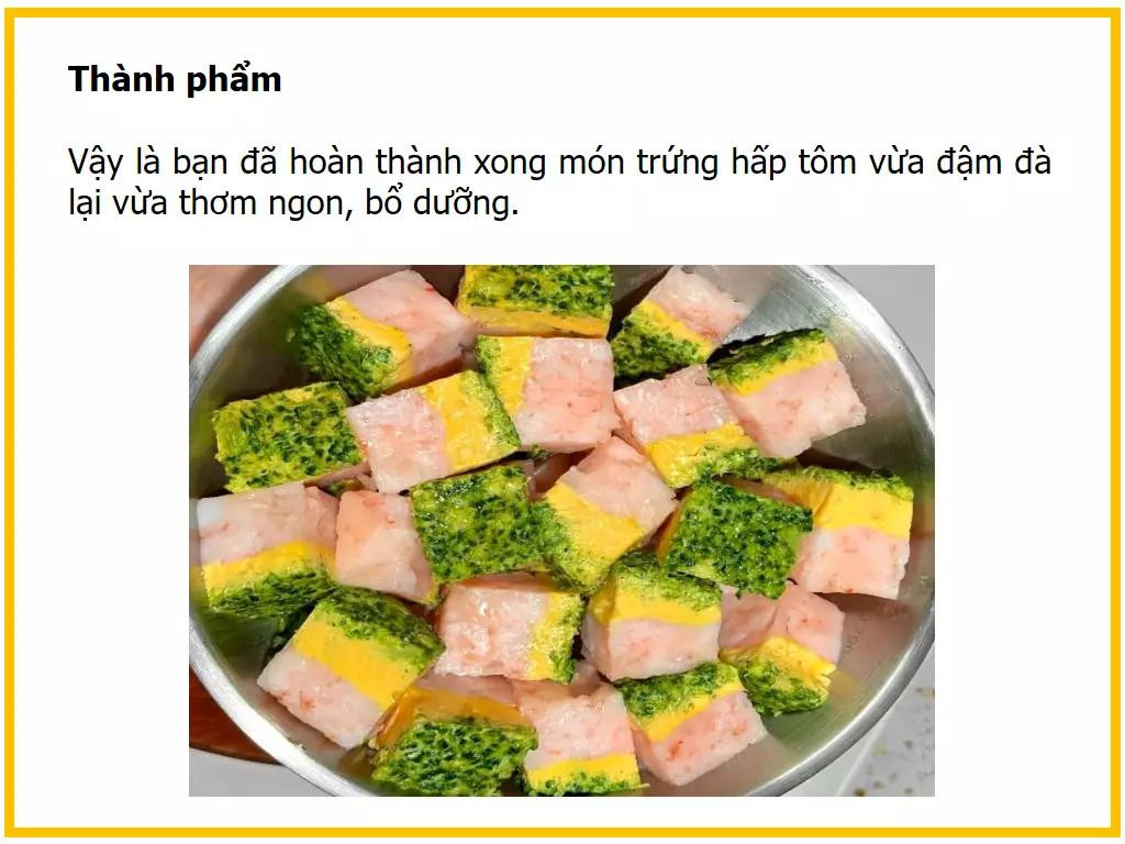 Công thức làm trứng hấp tôm với bông cải xanh và thịt tôm băm