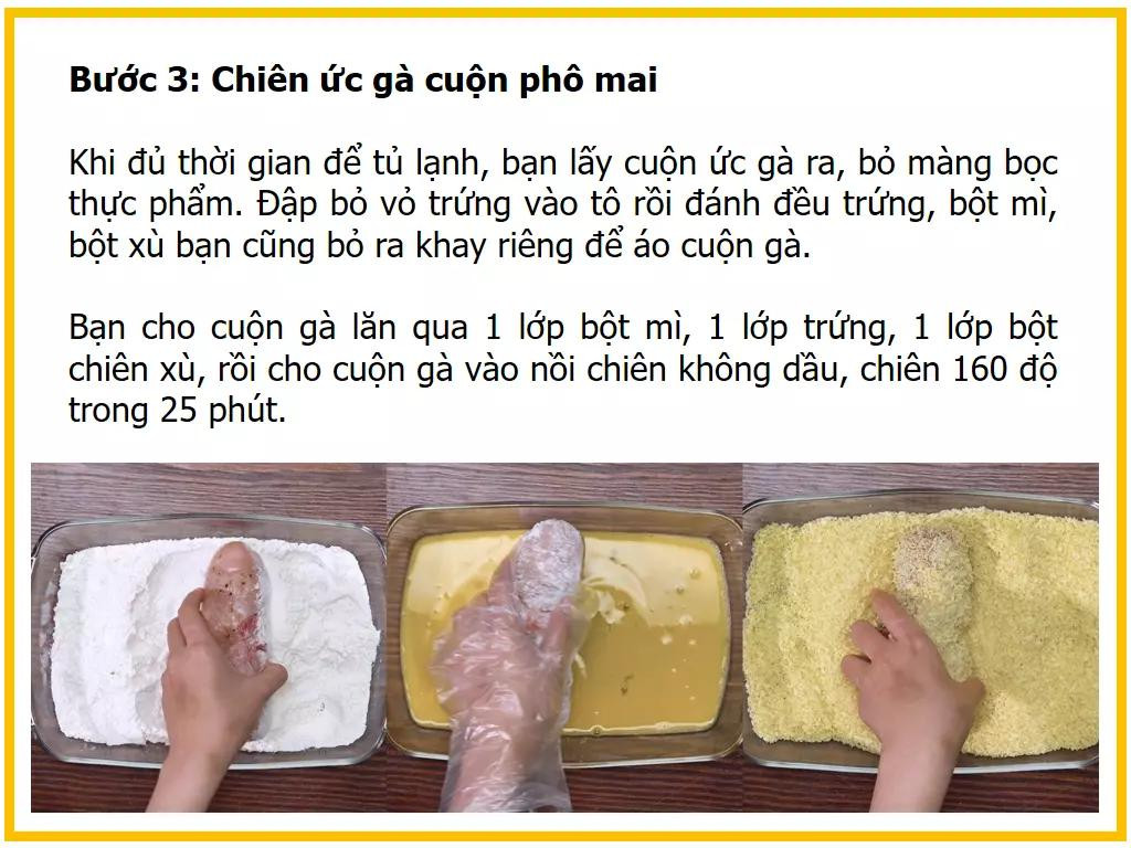 Công thức làm ức gà cuộn phô mai và măng tây giòn ngon