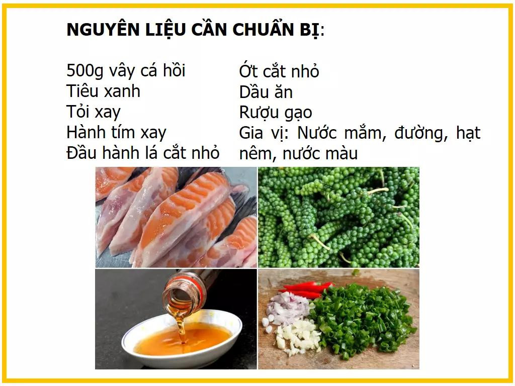 Công thức làm vây cá hồi kho tiêu xanh giòn ngon đậm đà