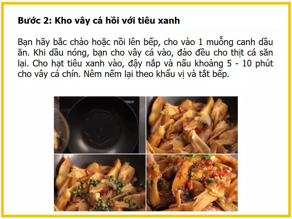 Công thức làm vây cá hồi kho tiêu xanh giòn ngon đậm đà