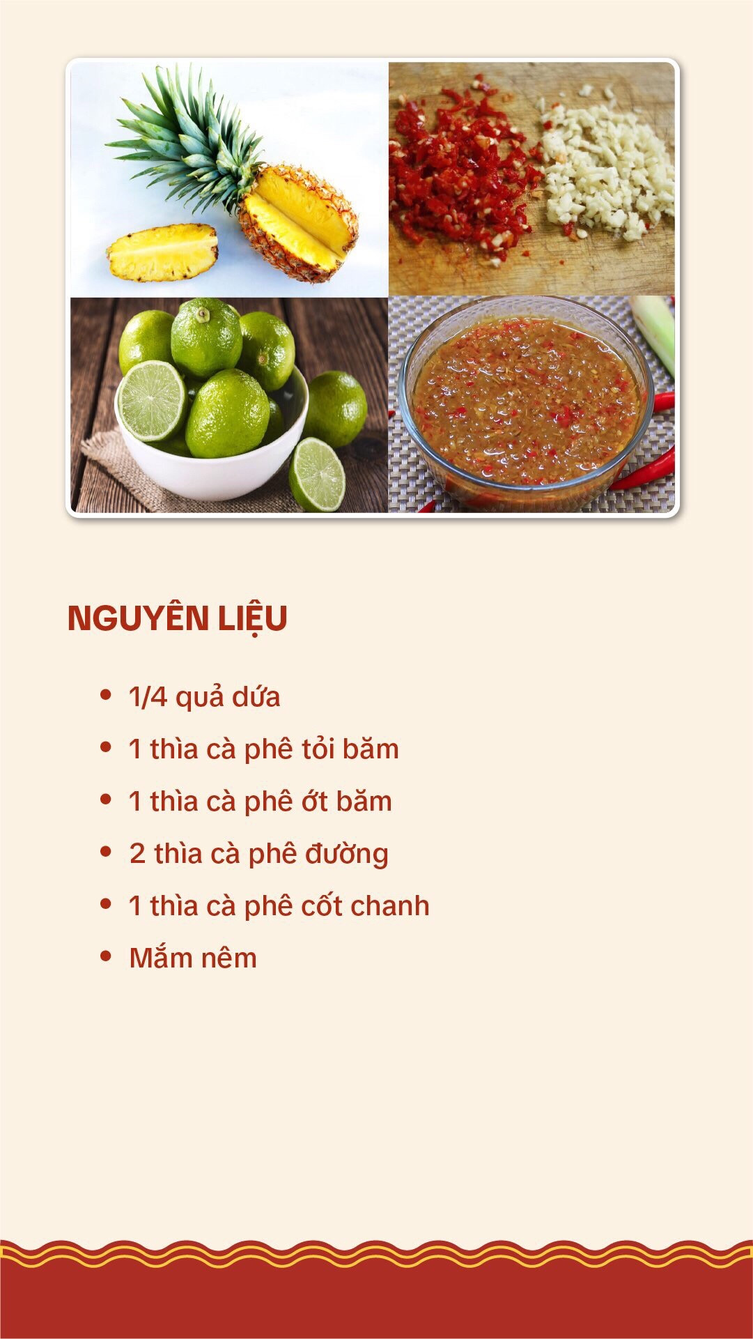 Công thức mắm nêm chua ngọt với dứa, tỏi ớt và chanh