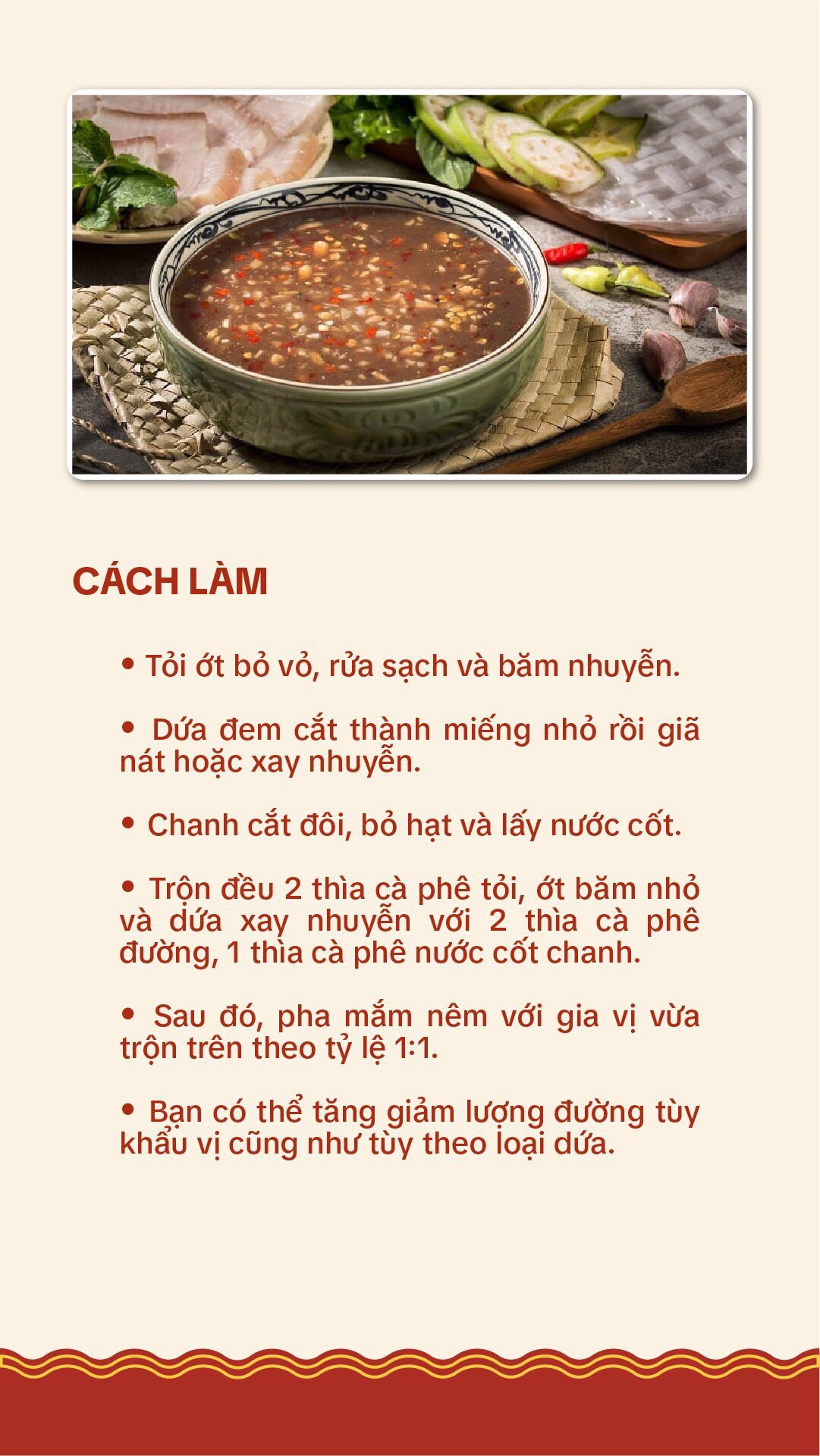 Công thức mắm nêm chua ngọt với dứa, tỏi ớt và chanh
