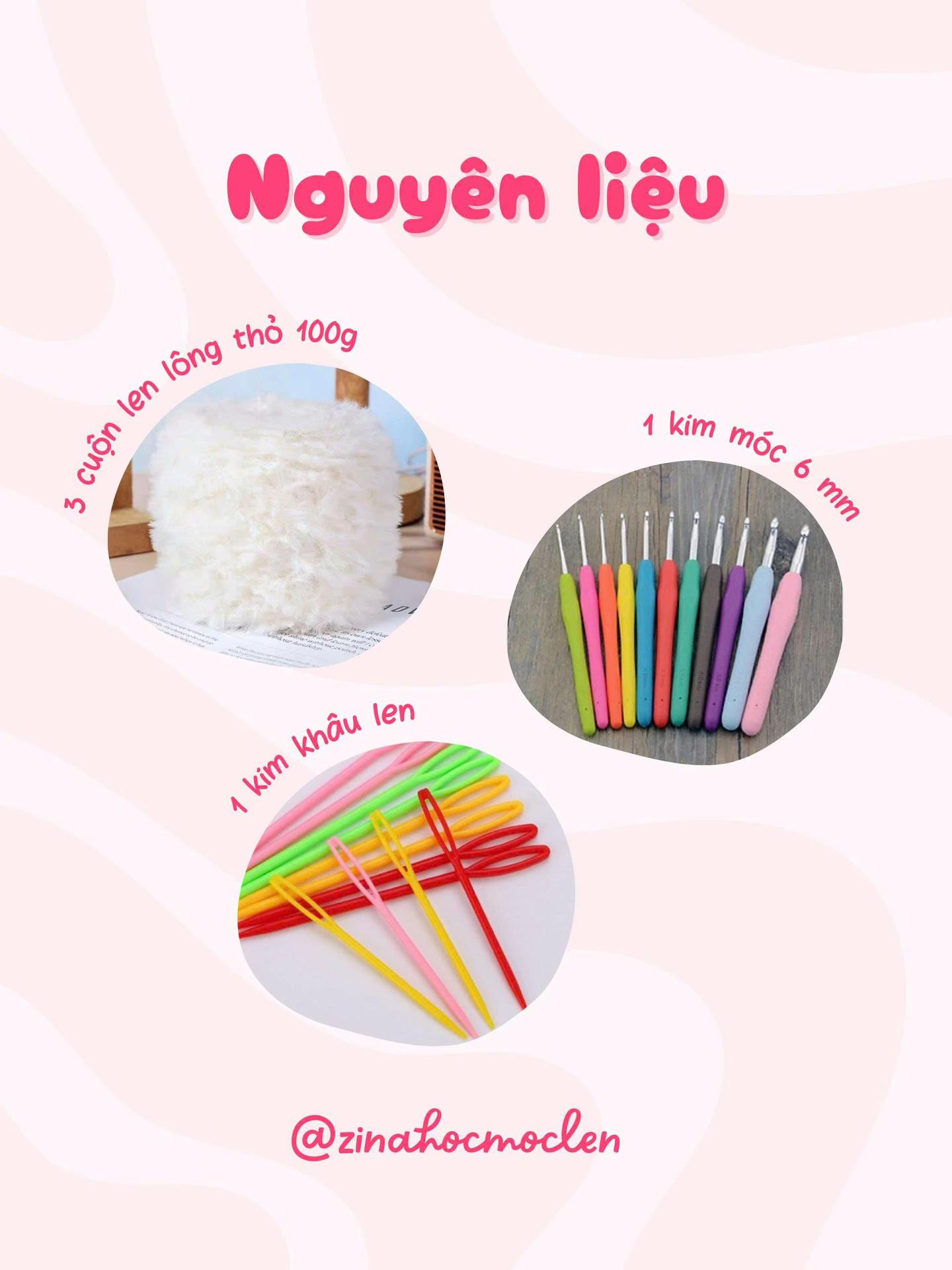 Công thức mũ gấu bằng len lông thỏ màu trắng