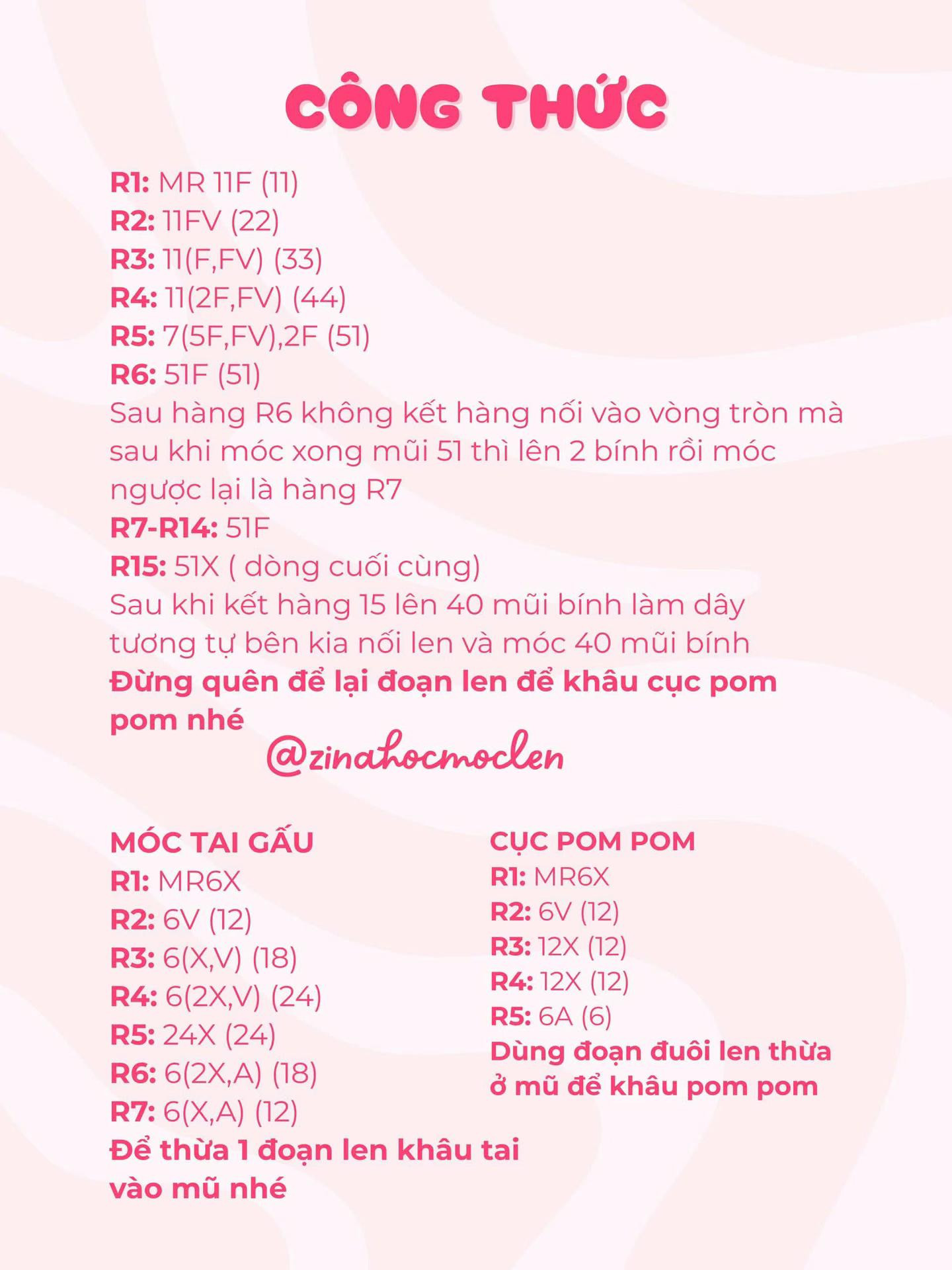 Công thức mũ gấu bằng len lông thỏ màu trắng