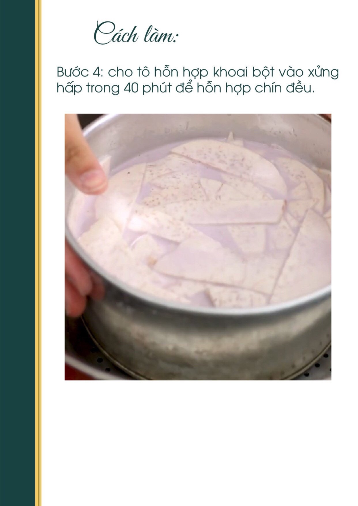 Công thức nấu ăn chay: Bánh Khoai Môn Hấp với lá cẩm và nước cốt dừa