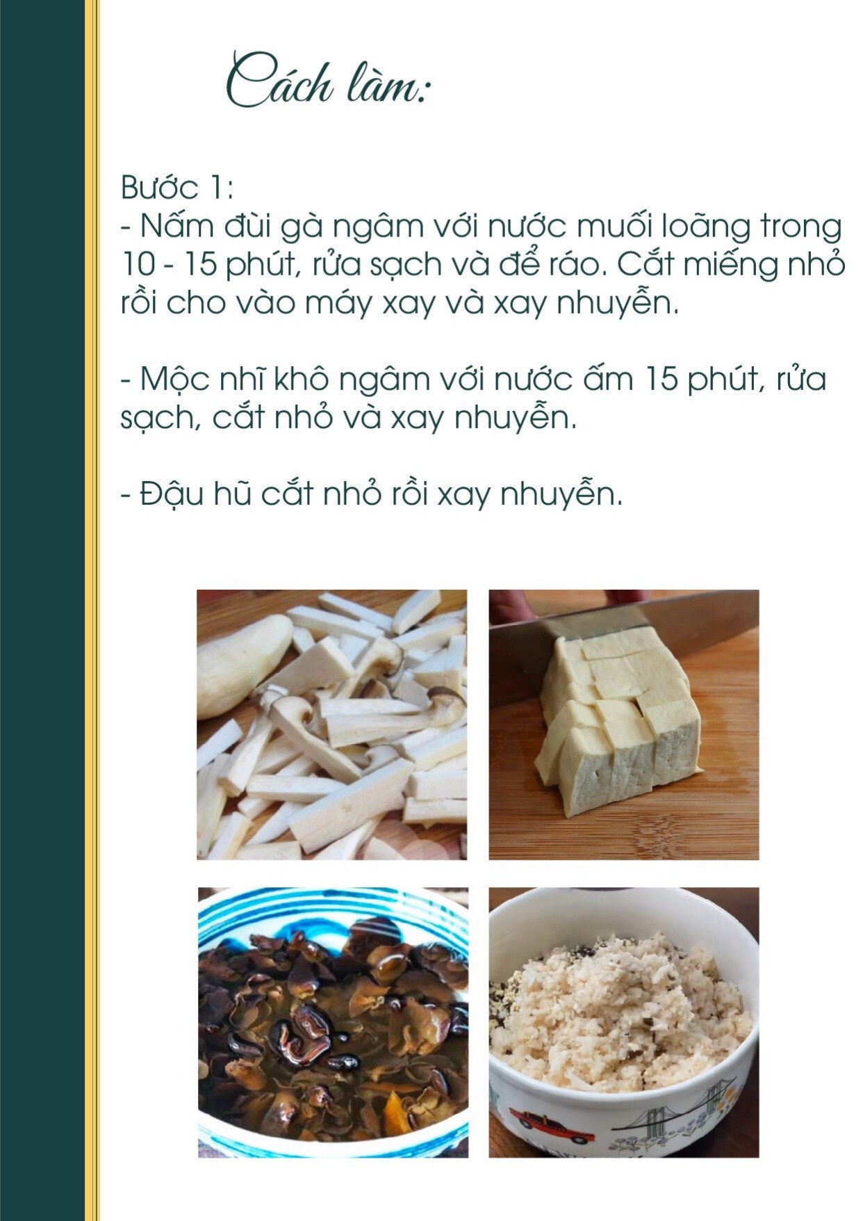 Công thức nấu ăn chay: Bánh Nậm Chay với nấm đùi gà, đậu hũ và mộc nhĩ