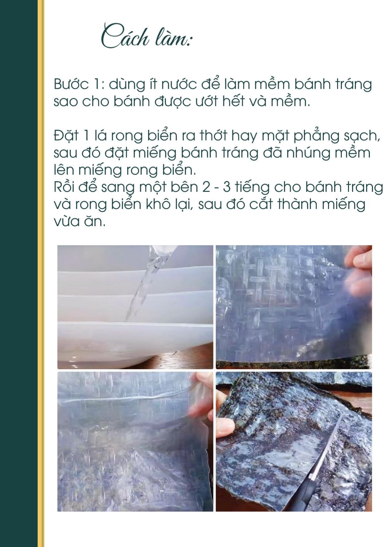 Công thức nấu ăn chay: Bánh Tráng Chiên Rong Biển giòn tan, ngon miệng