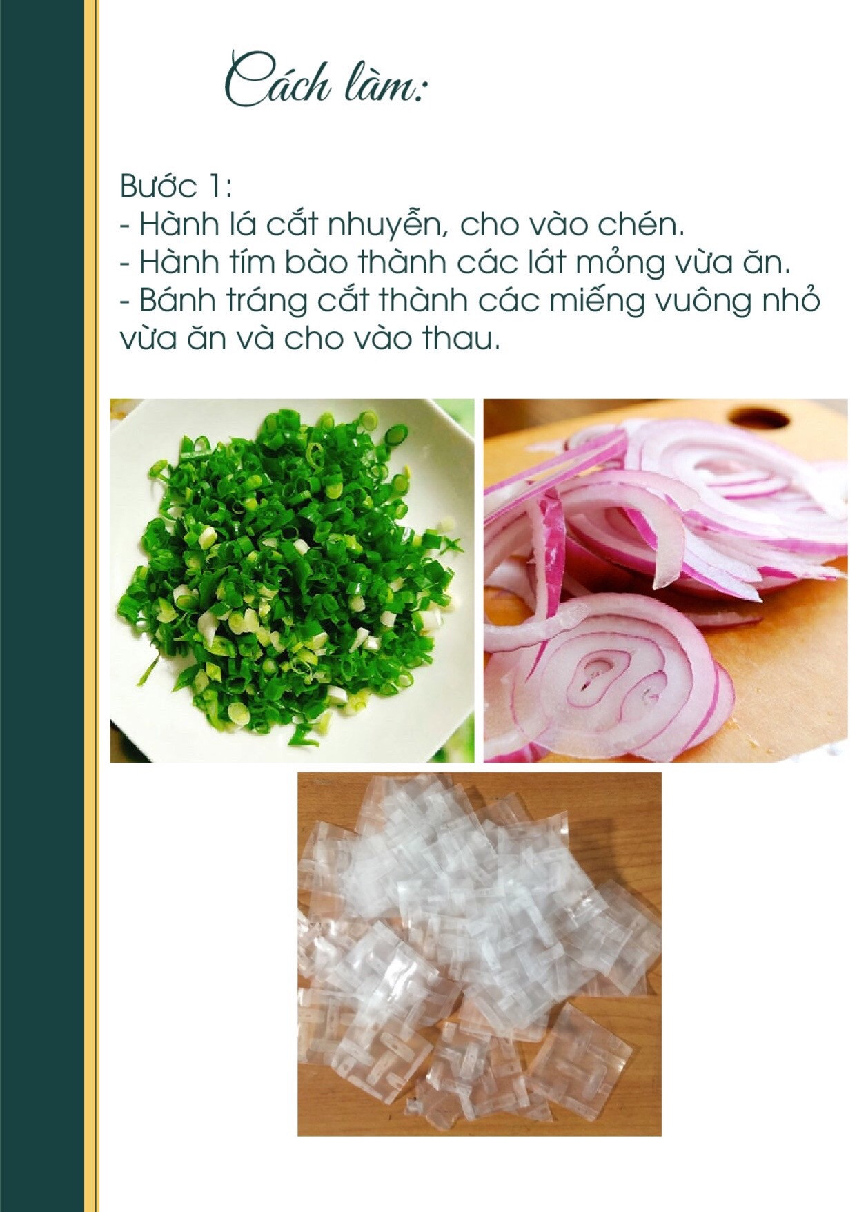 Công thức nấu ăn chay: Bánh Tráng Trộn Mỡ Hành (công thức 2) - Món ăn vặt đơn giản với bánh tráng, hành lá và hành tím phi giòn