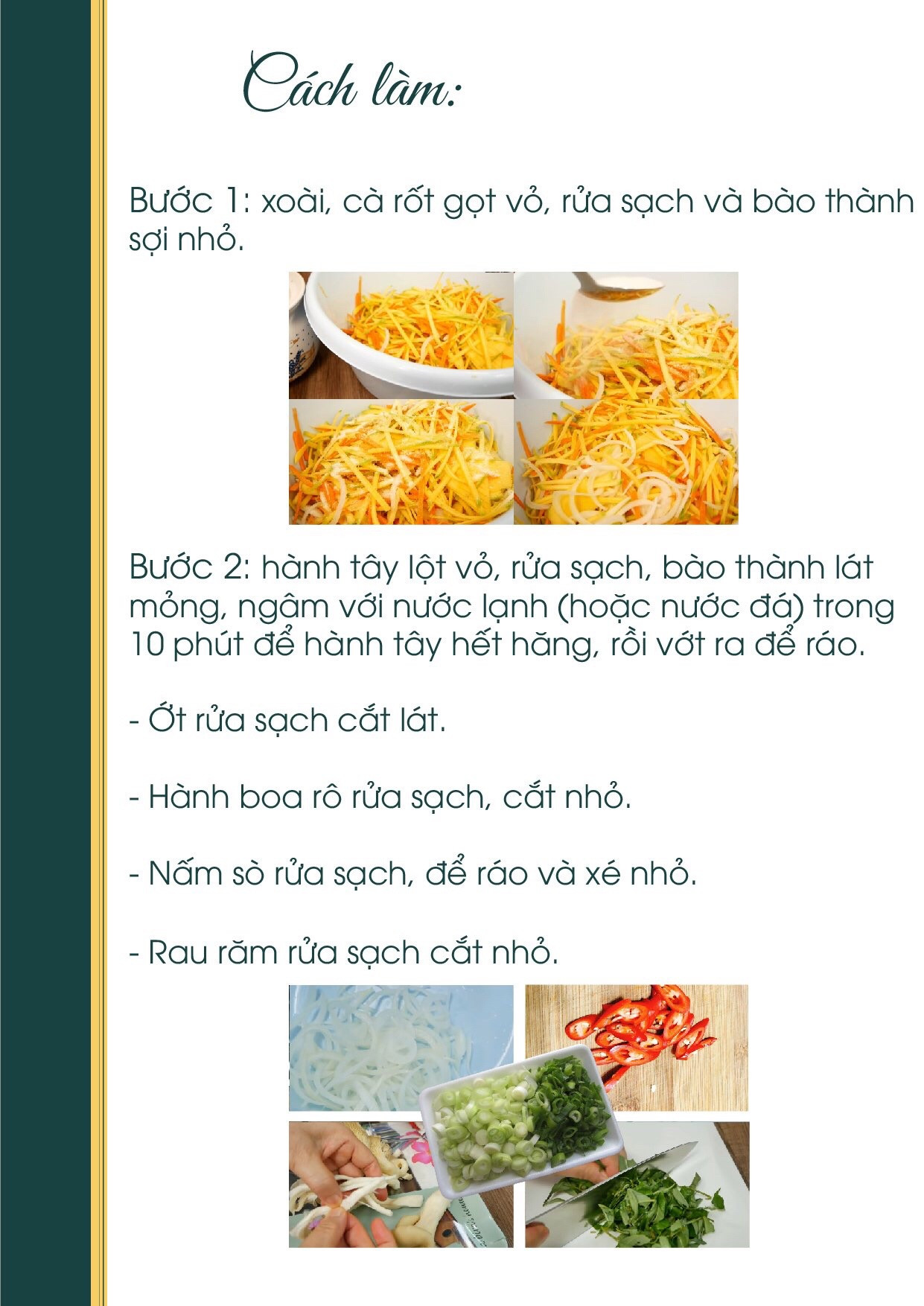 Công thức nấu ăn chay: Gỏi Xoài Chay với xoài xanh, nấm sò, cà rốt và rau răm