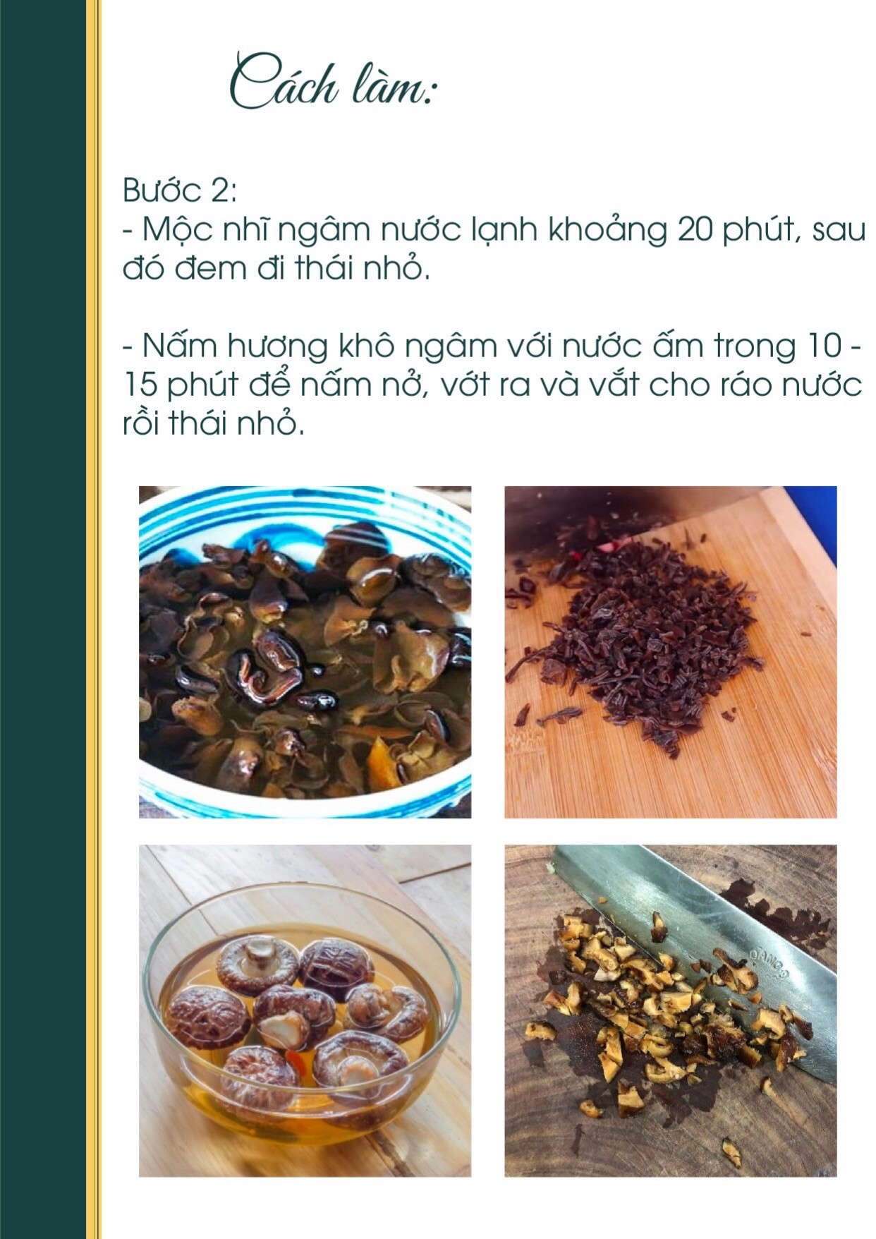 Công thức nấu ăn chay: Xôi Mặn Chay (công thức 2) với gạo nếp, nấm hương và mộc nhĩ