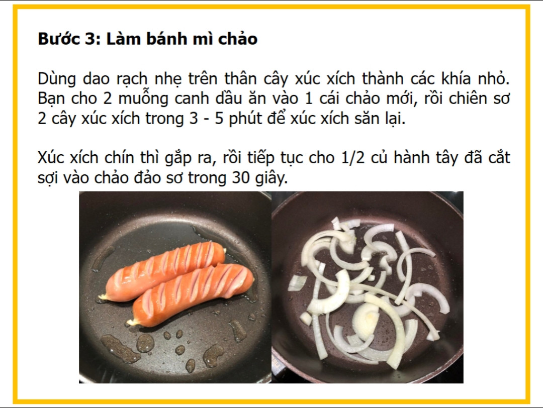 Công thức nấu Bánh mì chảo với thịt xá xíu, xúc xích, trứng và phô mai