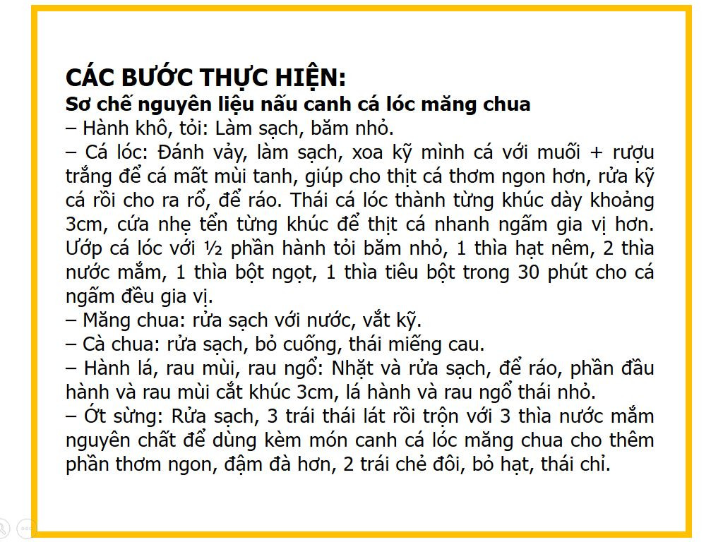 Công thức nấu canh cá lóc măng chua ngon hấp dẫn